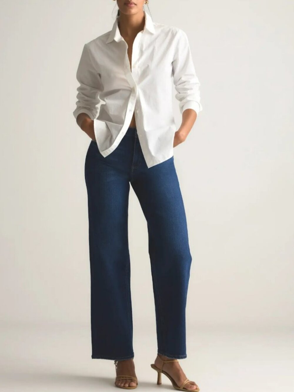 NWT Quince Bella Relaxed Straight Jeans in Stormy Blue Size 29
